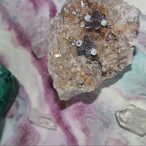 Reiki Charged Kiwi Jasper Butterfly Earrings